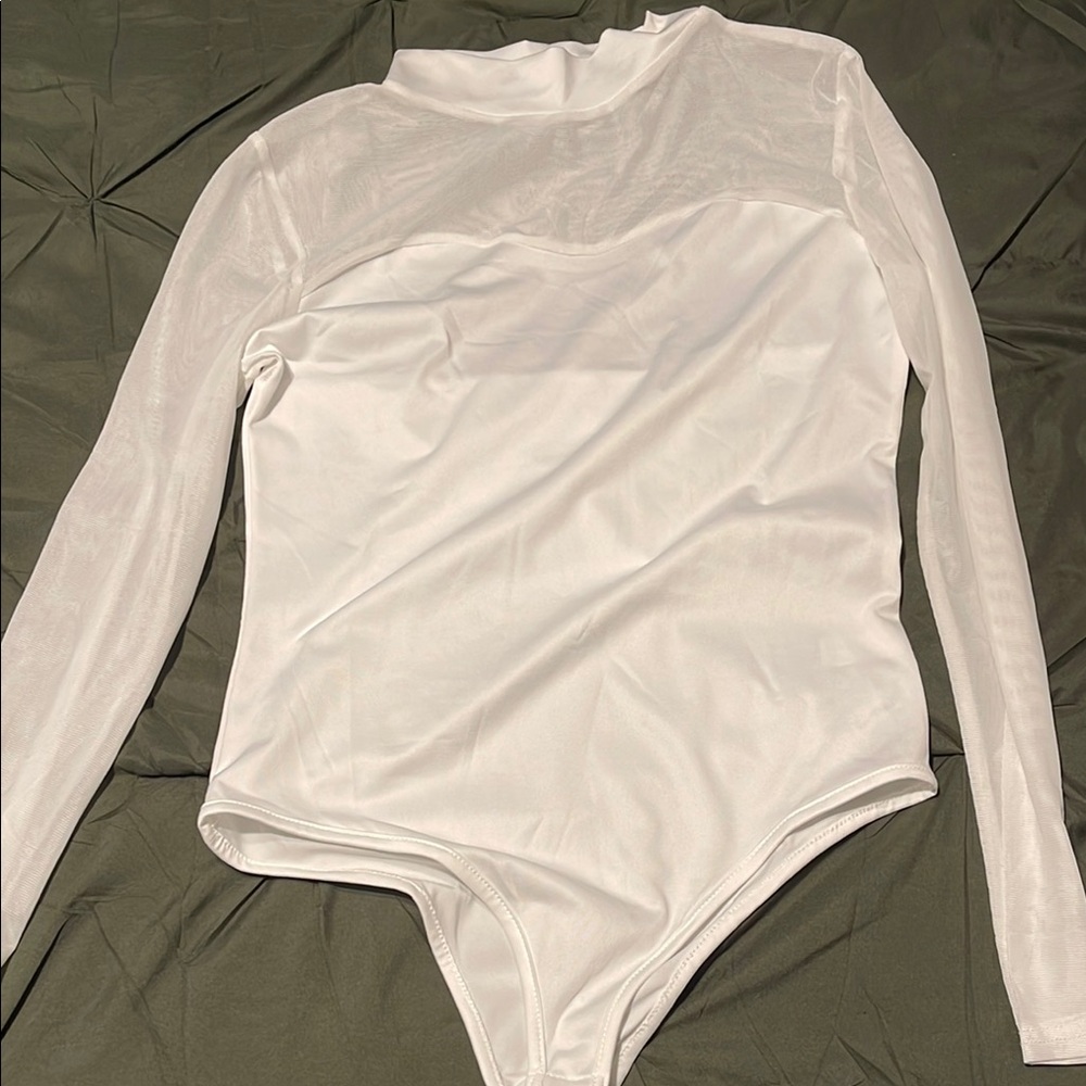 Elegant White Long Sleeve Bodysuit